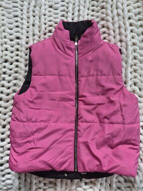 Reverable Puffer Vest - Bright Pink And Black
